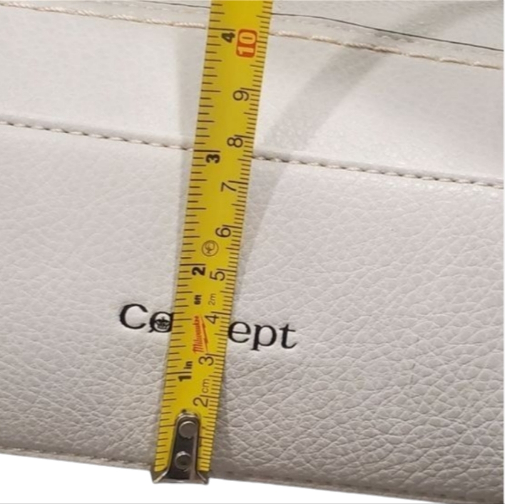 Born Concept Large Shoulder Tote Hobo Bag White Vegan Leather 3 Compartment - Picture 9 of 10